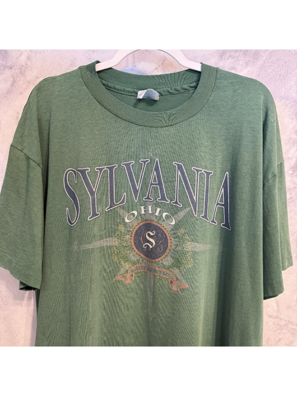 Vintage 90s Sylania Ohio T Shirt Faded Green Single Stitch Mens XL